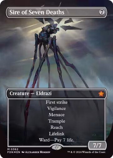 Sire of Seven Deaths (Borderless) (Mana Foil) (362), Foundations — Magic card price