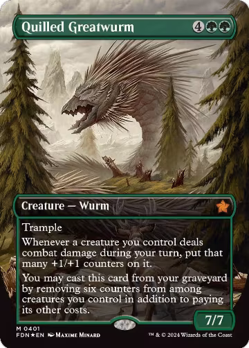 Quilled Greatwurm (Borderless) (Mana Foil) (401), Foundations — Magic card price