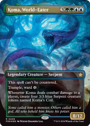 Koma, World-Eater (Borderless) (Mana Foil) (408), Foundations — Magic card price