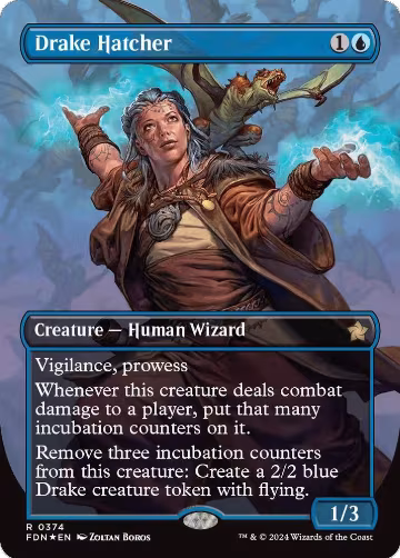 Drake Hatcher (Borderless) (Mana Foil) (374), Foundations — Magic card price