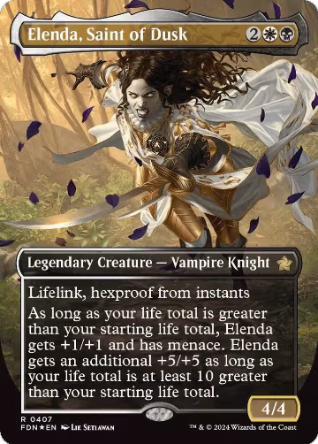 Elenda, Saint of Dusk (Borderless) (Mana Foil) (407), Foundations — Magic card price