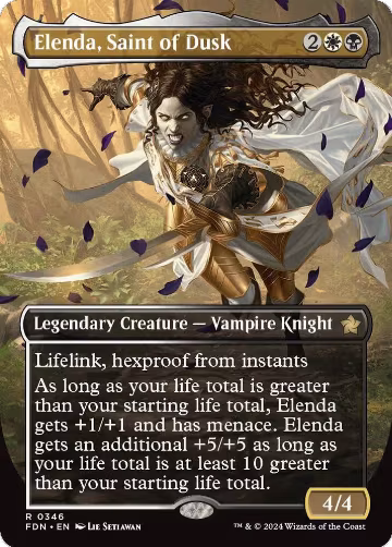 Elenda, Saint of Dusk (Borderless) (346), Foundations — Magic card price