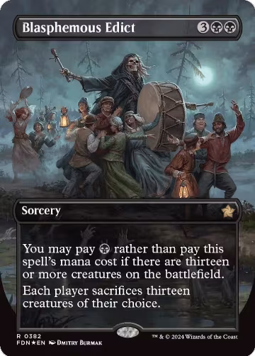 Blasphemous Edict (Borderless) (Mana Foil) (382), Foundations — Magic card price