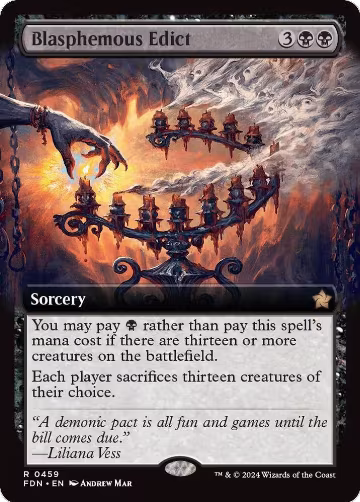 Blasphemous Edict (Extended Art) (459), Foundations — Magic card price