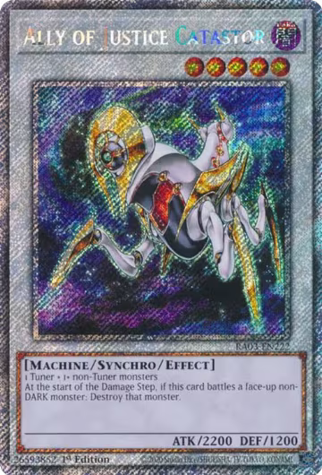 Ally of Justice Catastor (Platinum Secret Rare) (RA03-EN222), Quarter Century Bonanza — Yu-Gi-Oh! card price