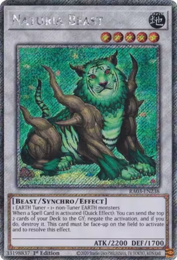 Naturia Beast (Platinum Secret Rare) (RA03-EN238), Quarter Century Bonanza — Yu-Gi-Oh! card price