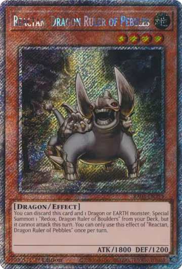 Reactan, Dragon Ruler of Pebbles (Platinum Secret Rare) (RA03-EN254), Quarter Century Bonanza — Yu-Gi-Oh! card price