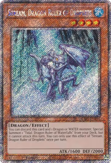 Stream, Dragon Ruler of Droplets (Platinum Secret Rare) (RA03-EN255), Quarter Century Bonanza — Yu-Gi-Oh! card price
