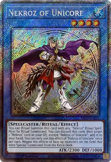 Nekroz of Unicore (Platinum Secret Rare) (RA03-EN262), Quarter Century Bonanza — Yu-Gi-Oh! card price