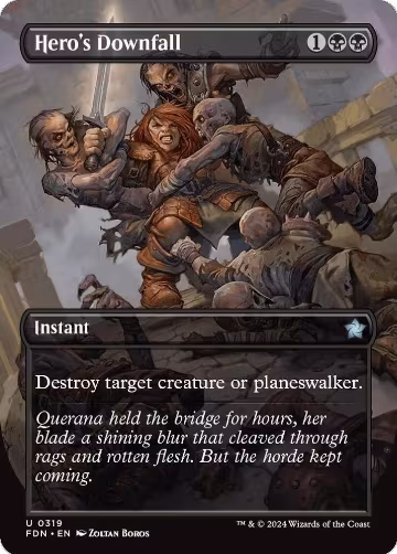Hero's Downfall (Borderless) (319), Foundations — Magic card price