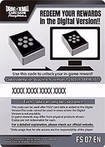 Code Card - Starter Deck 7: Vegeta (Mini) (FS07) — card price