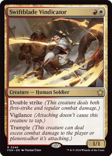 Swiftblade Vindicator (FDN) (246), Prerelease Cards — Magic card price