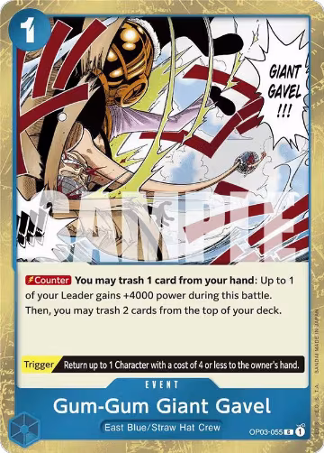 Gum-Gum Giant Gavel (Jolly Roger Foil) (OP03-055), Premium Booster -The Best- — One Piece card price