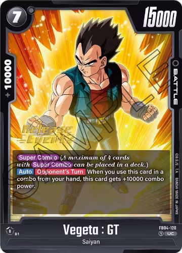 Vegeta : GT (FB04-120), Ultra Limit Release Event Cards — DB Fusion card price