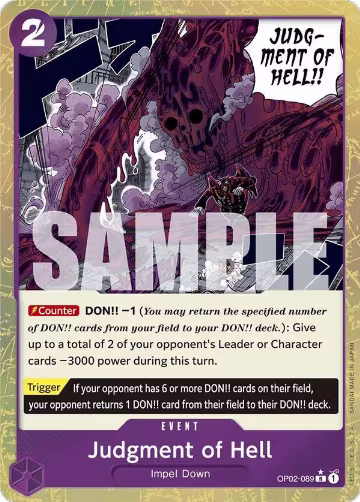 Judgment of Hell (Textured Foil) (OP02-089), Premium Booster -The Best- — One Piece card price
