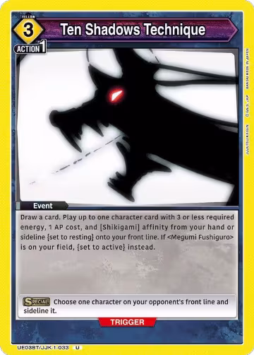 Ten Shadows Technique (UE03BT/JJK-1-033), Jujutsu Kaisen — Union Arena card price