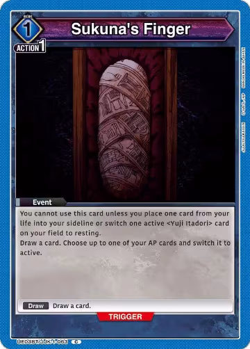Sukuna's Finger (UE03BT/JJK-1-063), Jujutsu Kaisen — Union Arena card price