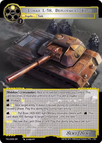 Lunar L-58, Deployment Tank (TEU-005 SR), Timeless Eclipse of the Underworld — Force of Will card price