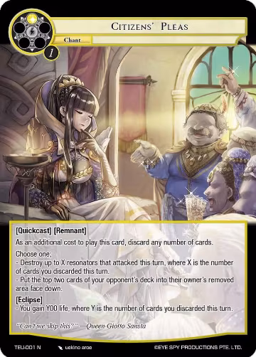Citizens' Pleas (TEU-001 N), Timeless Eclipse of the Underworld — Force of Will card price