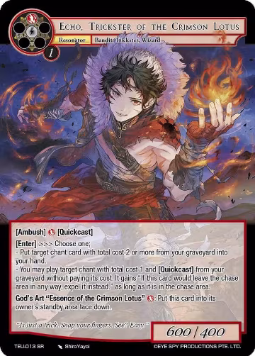 Echo, Trickster of the  Crimson Lotus (TEU-013 SR), Timeless Eclipse of the Underworld — Force of Will card price