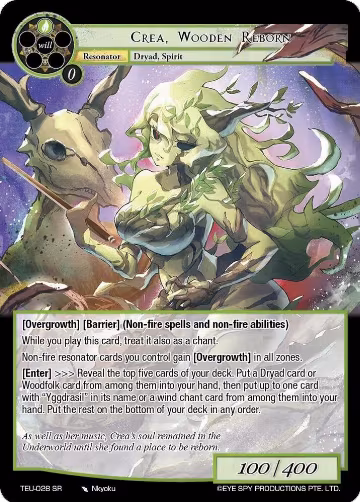 Crea, Wooden Reborn (TEU-028 SR), Timeless Eclipse of the Underworld — Force of Will card price