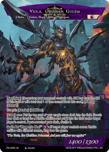 Vengeful Soul of the Palace Dungeons // Viola, Obsidian Golem (TEU-053 JR), Timeless Eclipse of the Underworld — Force of Will card price