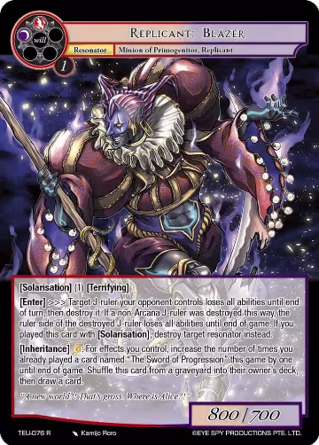 Replicant: Blazer (TEU-076 R), Timeless Eclipse of the Underworld — Force of Will card price