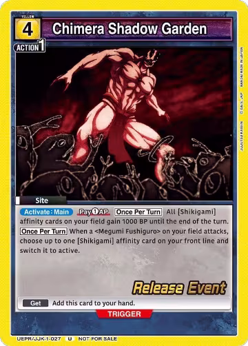 Chimera Shadow Garden (UEPR/JJK-1-027), Jujutsu Kaisen Release Event Cards — Union Arena card price