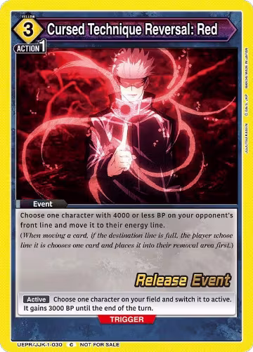 Cursed Technique Reversal: Red (UEPR/JJK-1-030), Jujutsu Kaisen Release Event Cards — Union Arena card price