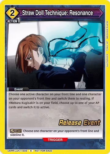 Straw Doll Technique: Resonance (UEPR/JJK-1-032), Jujutsu Kaisen Release Event Cards — Union Arena card price