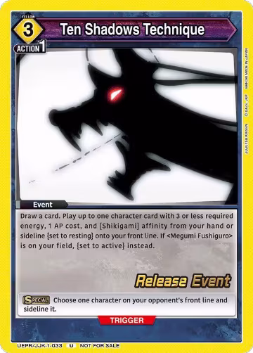 Ten Shadows Technique (UEPR/JJK-1-033), Jujutsu Kaisen Release Event Cards — Union Arena card price