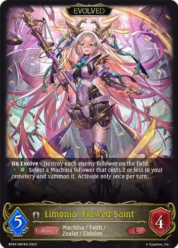 Limonia, Flawed Saint (Evolved) (BP07-087EN), Verdant Steel — Shadowverse card price