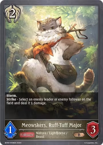 Meowskers, Ruff-Tuff Major - P29EN (Foil) (BP07-P29EN), Verdant Steel — Shadowverse card price
