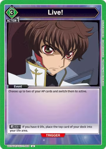 Live! (UE04BT/CGH-1-062), CODE GEASS: Lelouch of the Rebellion — Union Arena card price