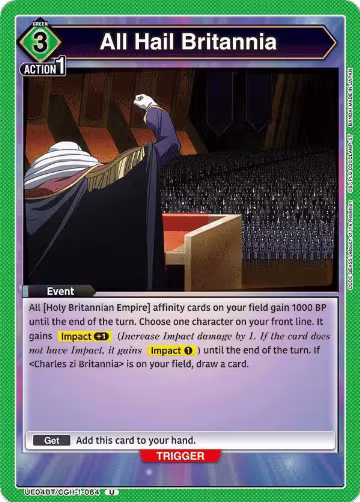All Hail Britannia (UE04BT/CGH-1-064), CODE GEASS: Lelouch of the Rebellion — Union Arena card price