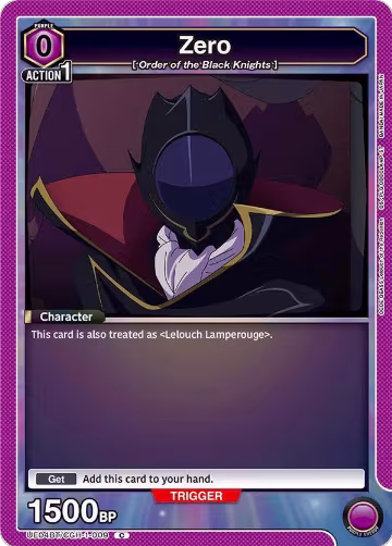 Zero (Box Topper Foil) (UE04BT/CGH-1-009), CODE GEASS: Lelouch of the Rebellion — Union Arena card price