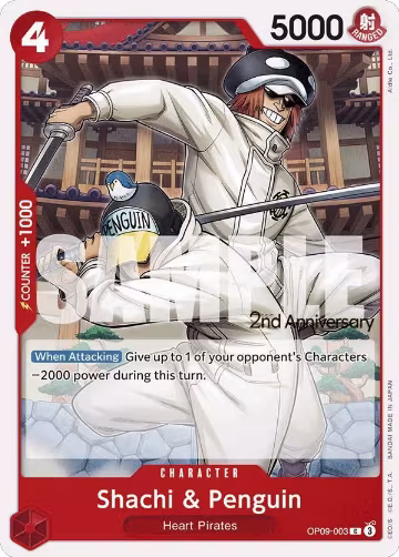 Shachi & Penguin (OP09-003), Emperors in the New World: 2nd Anniversary Tournament Cards — One Piece card price