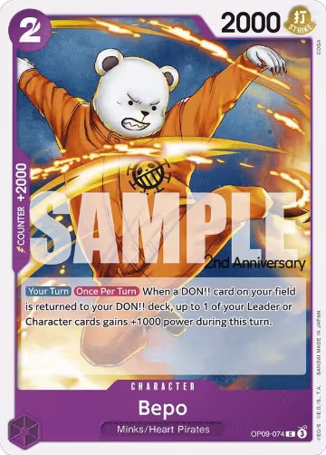 Bepo (OP09-074), Emperors in the New World: 2nd Anniversary Tournament Cards — One Piece card price