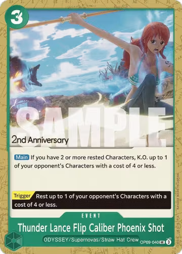 Thunder Lance Flip Caliber Phoenix Shot (OP09-040), Emperors in the New World: 2nd Anniversary Tournament Cards — One Piece card price