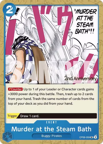 Murder at the Steam Bath (OP09-059), Emperors in the New World: 2nd Anniversary Tournament Cards — One Piece card price