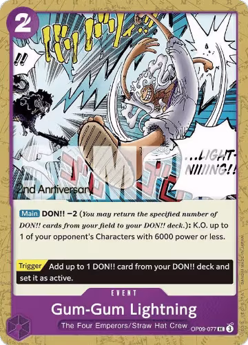 Gum-Gum Lightning (OP09-077), Emperors in the New World: 2nd Anniversary Tournament Cards — One Piece card price