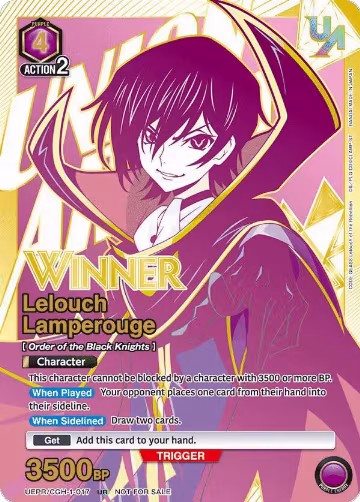 Lelouch Lamperouge (017) (Winner) (UEPR/CGH-1-017), Union Arena Promotion Cards — Union Arena card price