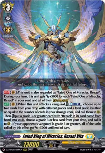 Fated King of Miracles, Rezael Vita (DZ-BT05/010EN), DZ-BT05: Omniscient Awakening — Vanguard card price