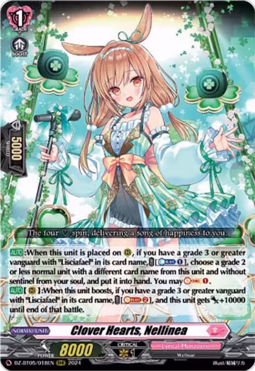 Clover Hearts, Nellinea (DZ-BT05/018EN), DZ-BT05: Omniscient Awakening — Vanguard card price