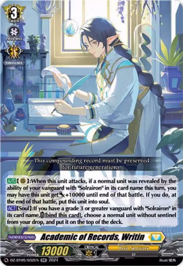 Academic of Records, Writin (DZ-BT05/032EN), DZ-BT05: Omniscient Awakening — Vanguard card price