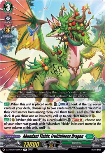 Abundant Yields, Fruitfulness Dragon (DZ-BT05/060EN), DZ-BT05: Omniscient Awakening — Vanguard card price