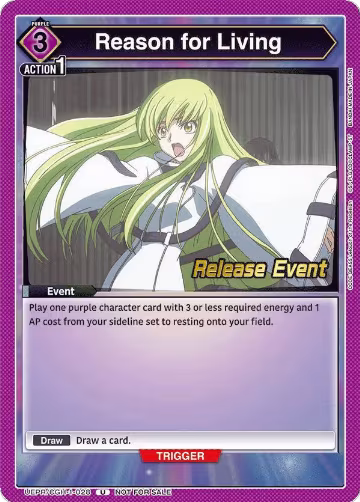 Reason for Living (UEPR/CGH-1-028), CODE GEASS: Lelouch of the Rebellion Release Event Cards — Union Arena card price