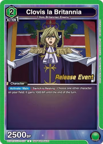 Clovis la Britannia (UEPR/CGH-1-037), CODE GEASS: Lelouch of the Rebellion Release Event Cards — Union Arena card price
