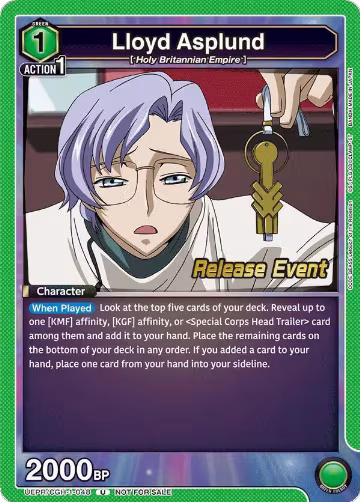 Lloyd Asplund (UEPR/CGH-1-048), CODE GEASS: Lelouch of the Rebellion Release Event Cards — Union Arena card price