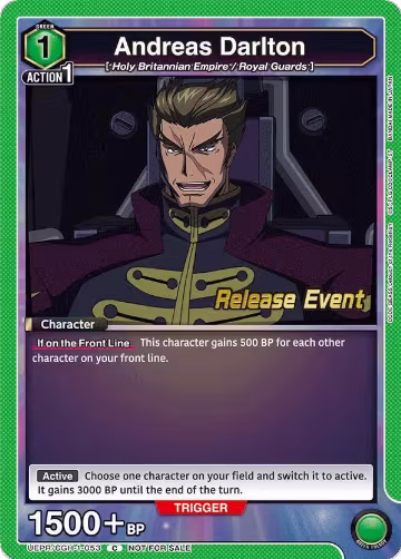 Andreas Darlton (UEPR/CGH-1-053), CODE GEASS: Lelouch of the Rebellion Release Event Cards — Union Arena card price